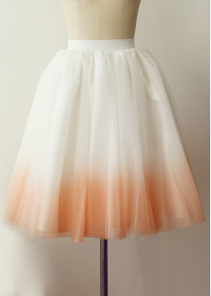 Ombre Ivory Peach Tulle Short Skirt